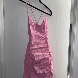 Elegant Pink Ruched Dress